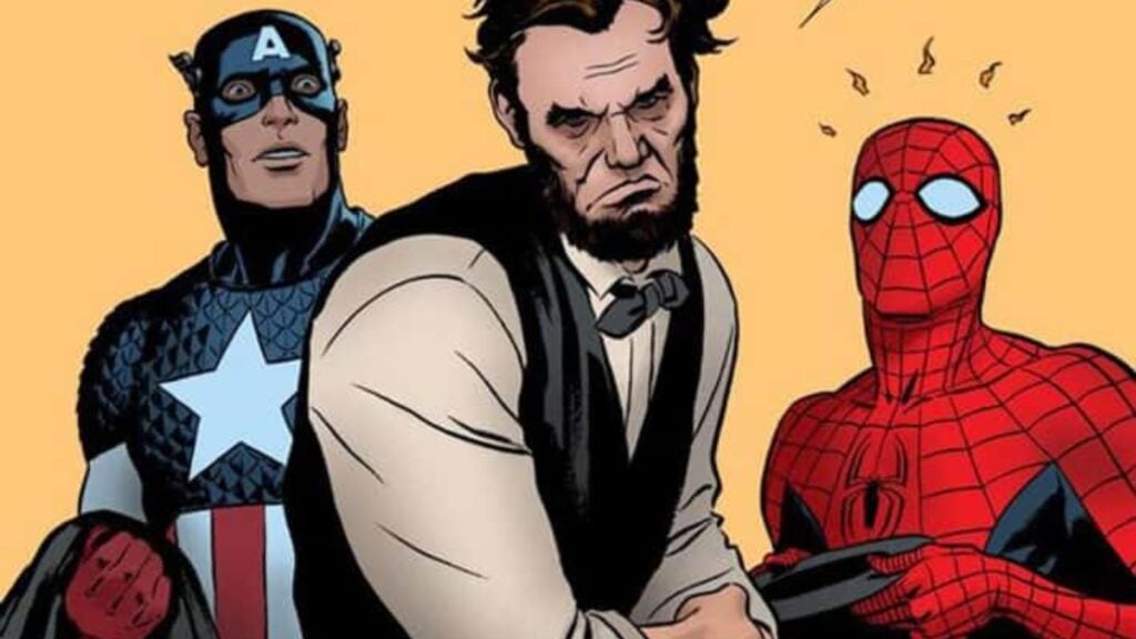 Captain America, Abraham Lincoln, and Spider-Man (Image: Marvel)