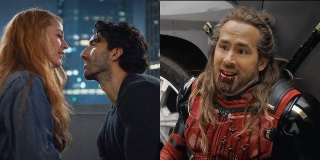 Blake Lively and Justin Baldoni in 'It Ends with us', Ryan Reynolds as Nicepool (Image: Sony, Marvel)