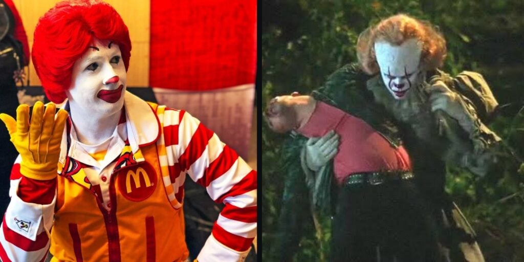 Ronald McDonald, Pennywise in 'IT' (Image: instagram @ronaldmcdonald, Warner Bros)