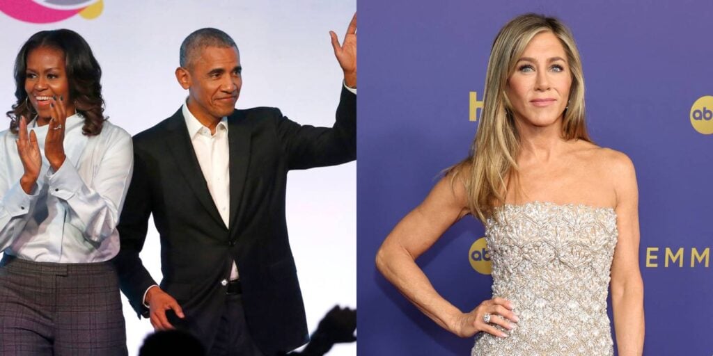 (L)Michelle and Barack Obama, and (R) Jeniffer Aniston (Image: AP)