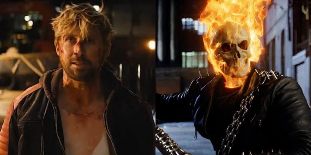 Ryan Gosling in 'Fall Guy' and Nicholas cage as Ghost Rider (Image: Universal Pictures, Fox)