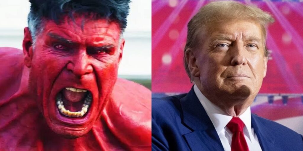 Red Hulk and Donald Trump (Image: Marvel, instagram @realdonaldtrump)