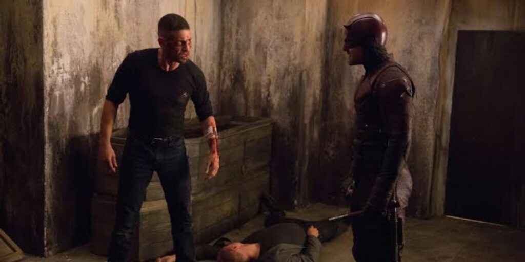 Jon Bernthal as The Punisher and Charlie Cox as daredevil (Image: Marvel)