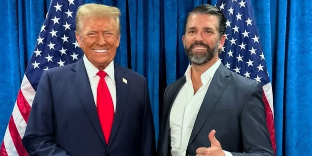 Donald Trump with Donald Trump Jr. (Image: instagram @sDonaldTrumpJr.)