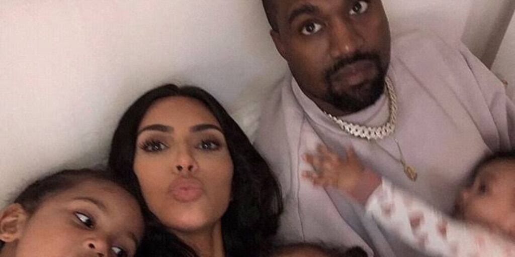 Kim Kardashian and Ye with their kids (Image: instagram @kimkardashian)