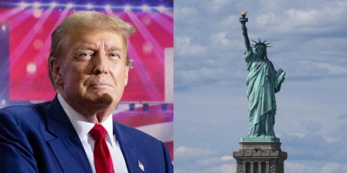 Donald Trump and the Statue of Liberty (Image: instagram @realdonaldtrump, AP)