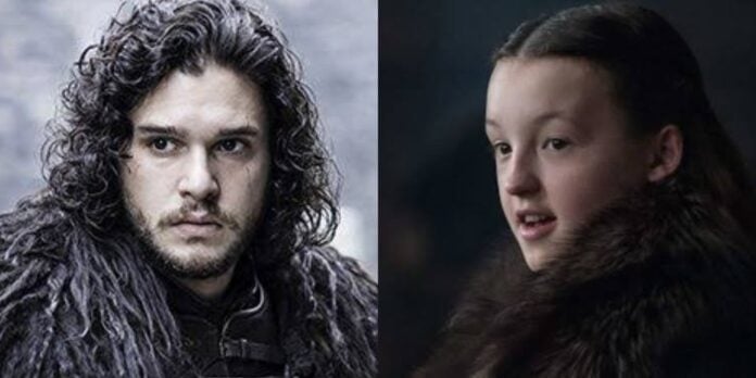 Kit Harrington as Jon Snow and Bella Ramsey as Lyanna Mormont (Image: HBO)