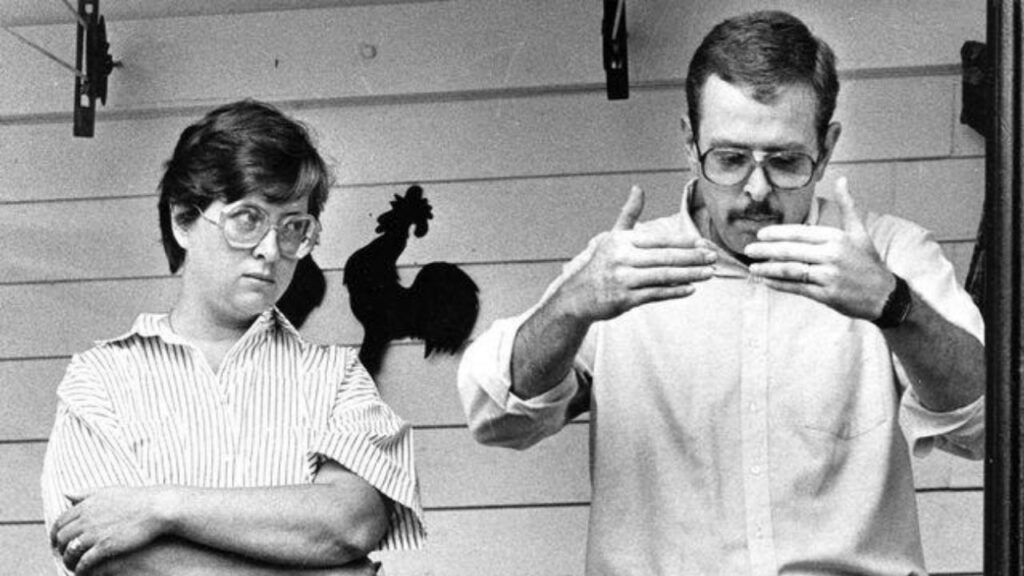 Janet and Jack Smurl on the back porch of their home on August 23, 1986 in West Pittston, PA. (Image: Times Leader) Janet and Jack Smurl on the back porch of their home on August 23, 1986 in West Pittston, PA. (Image: Times Leader)