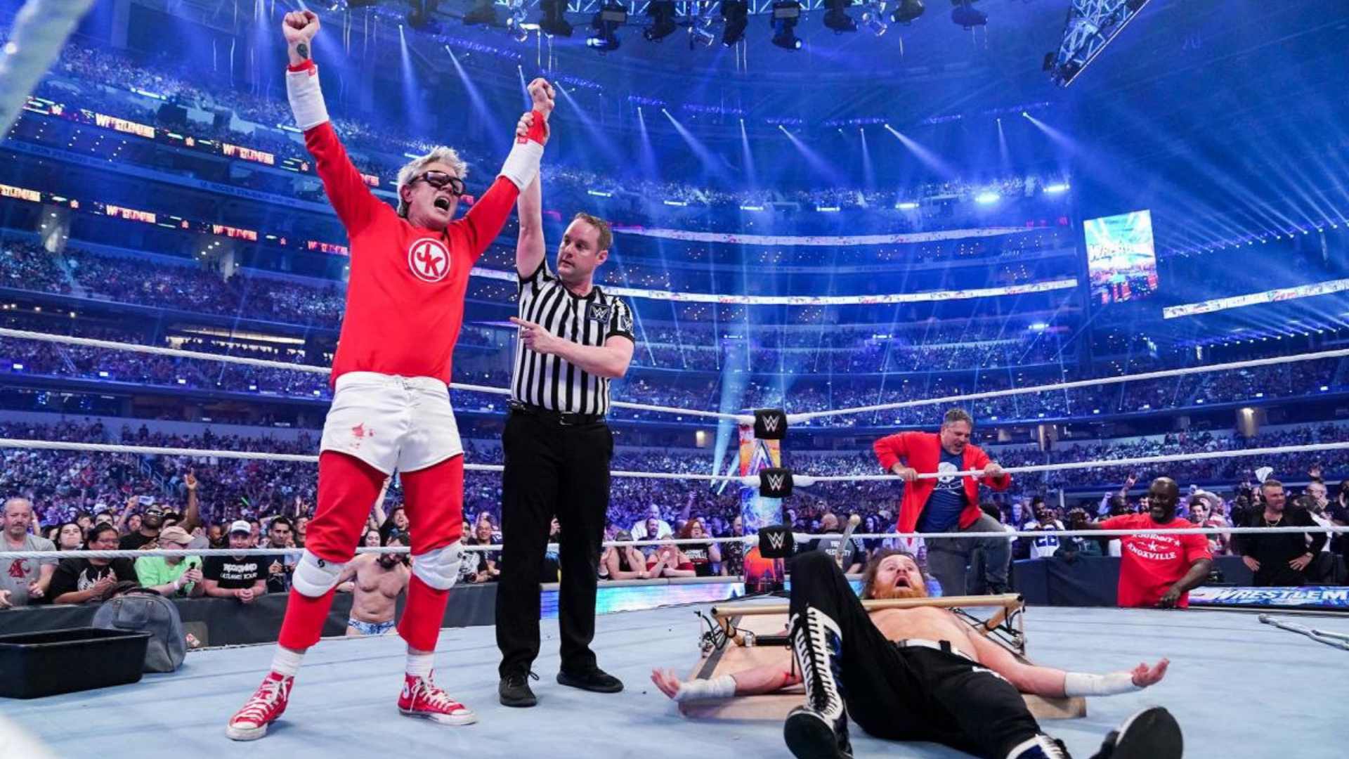 16. The cast of Jackass Forever turned the tables on Sami Zayn at WrestleMania 38