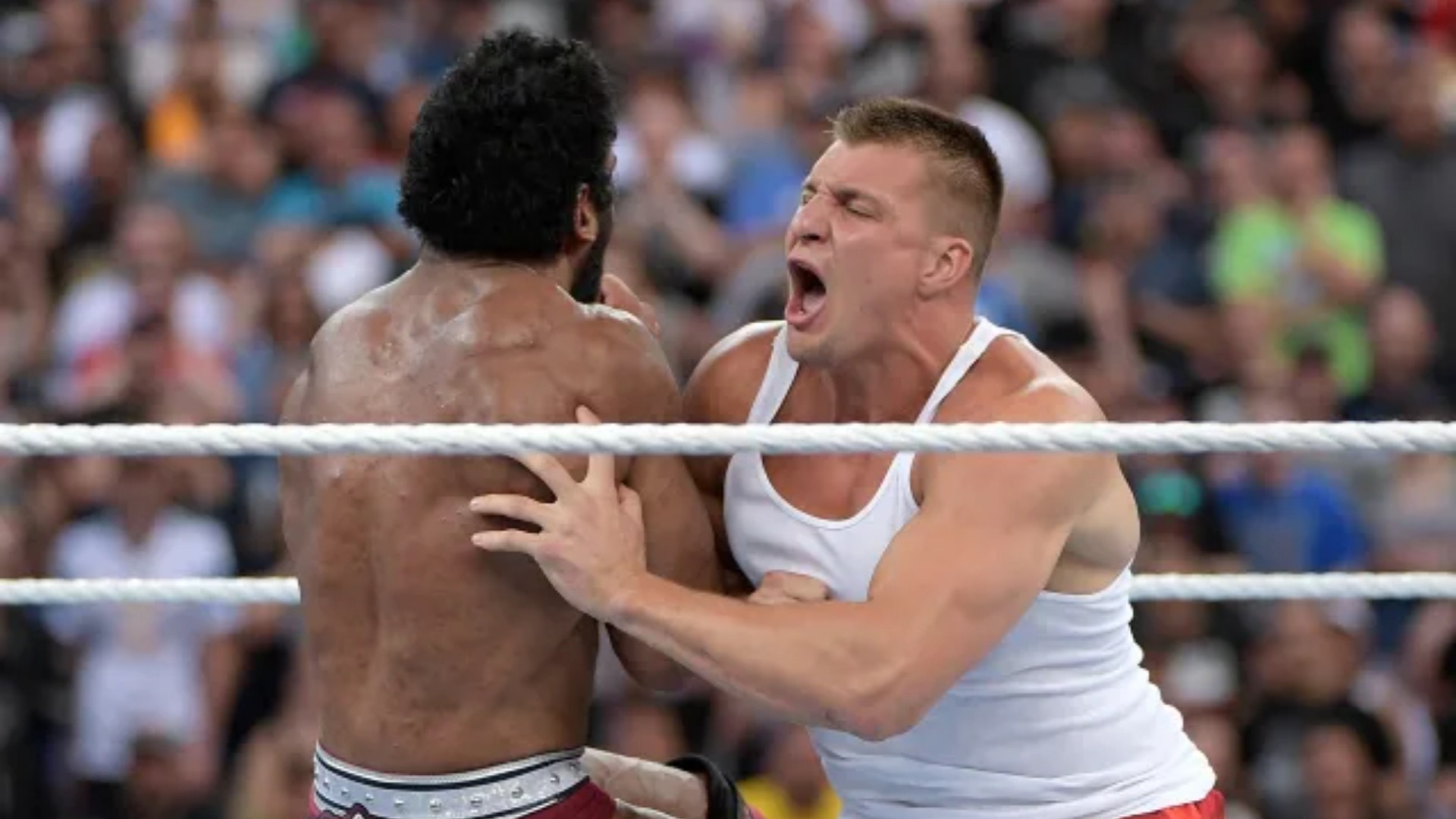 20. Rob Gronkowski lent a helping hand to an old friend at WrestleMania 33