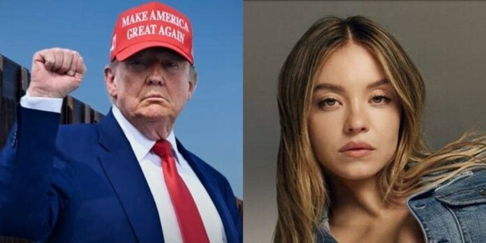 Donald Trump and Sydney Sweeney (Image: American Eagle , instagram @sydneysweeney)