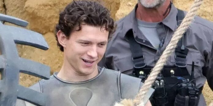 Tom Holland on 'The Odyssey's set (Image: People)