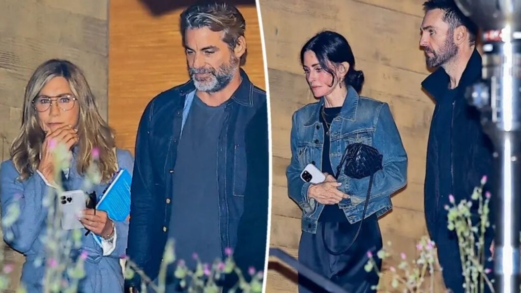 Jennifer Aniston with Jim Curtis and Courtney Cox