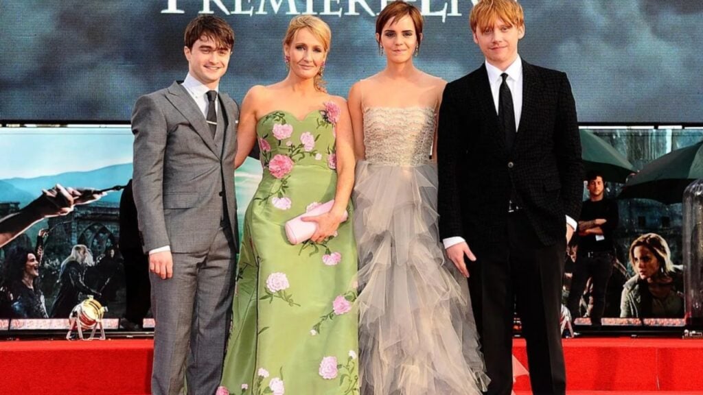 Daniel Radcliffe, JK Rowling, Emma Watson and Rupert Grint at the world premiere of 'Harry Potter And The Deathly Hallows: Part 2' 