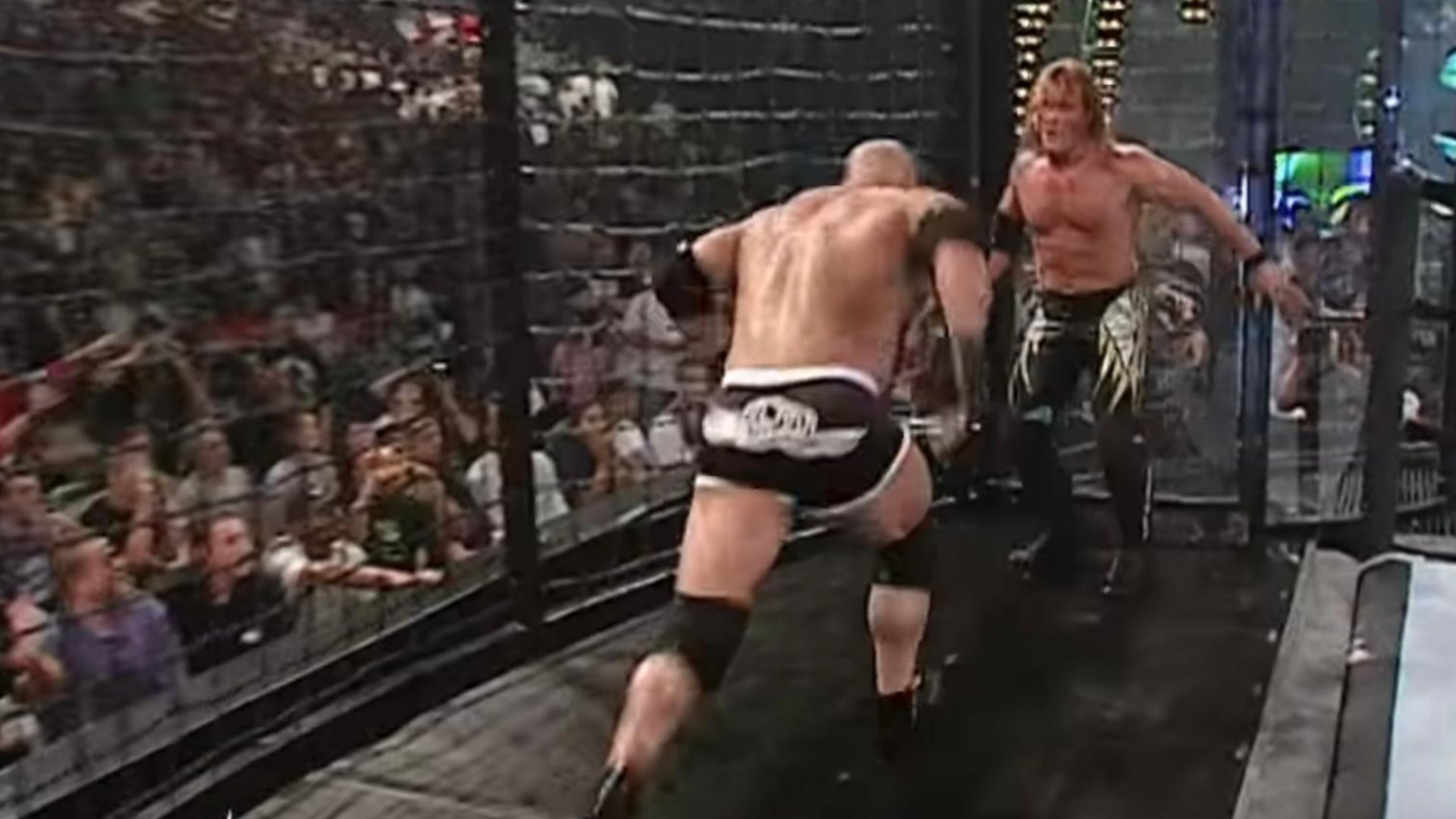 3.⁠ ⁠Goldberg Spears Chris Jericho Through Elimination Chamber Pod (SummerSlam, August 24, 2003)