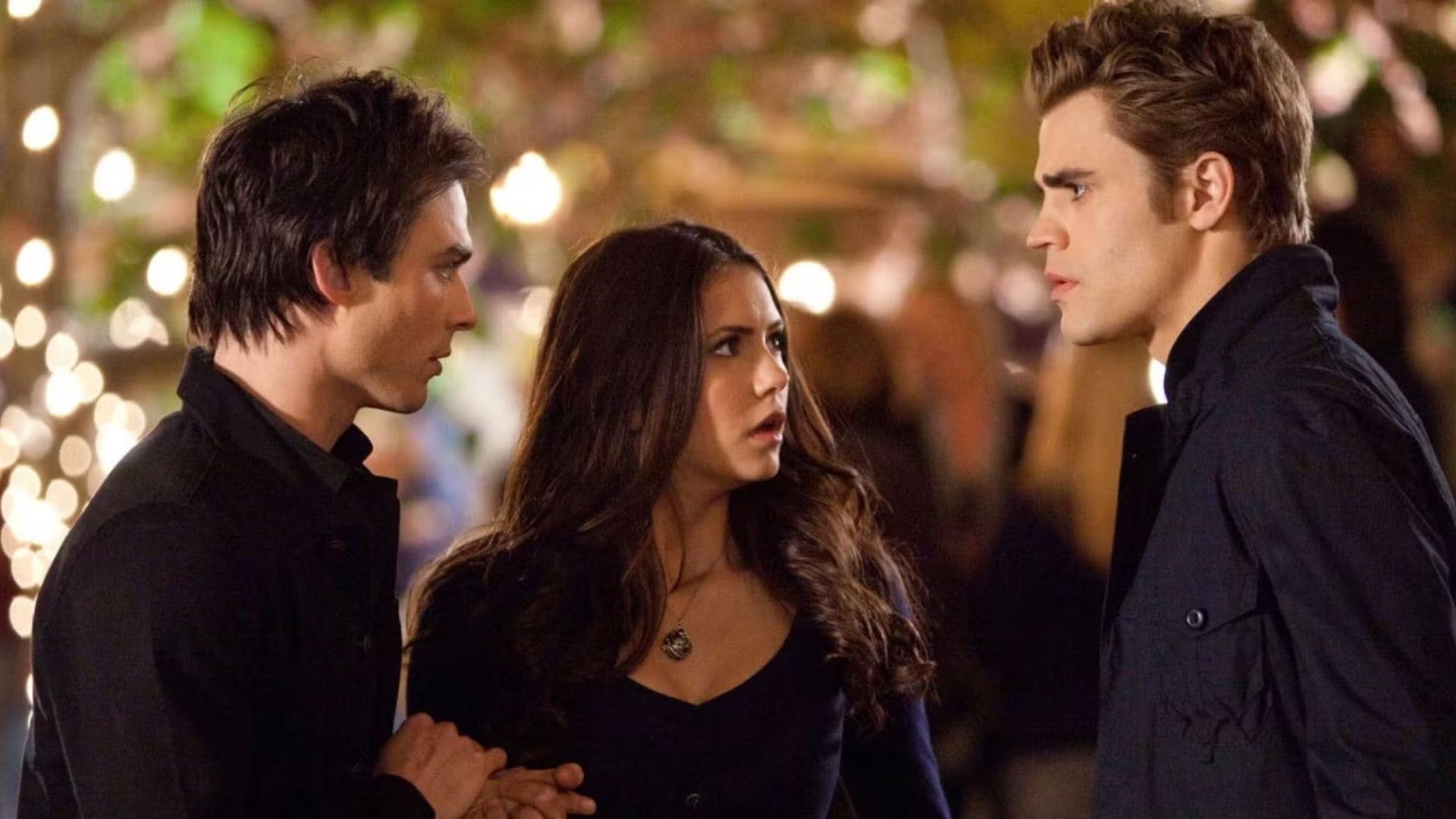 Elena, Stefan, and Damon in The Vampire Diaries