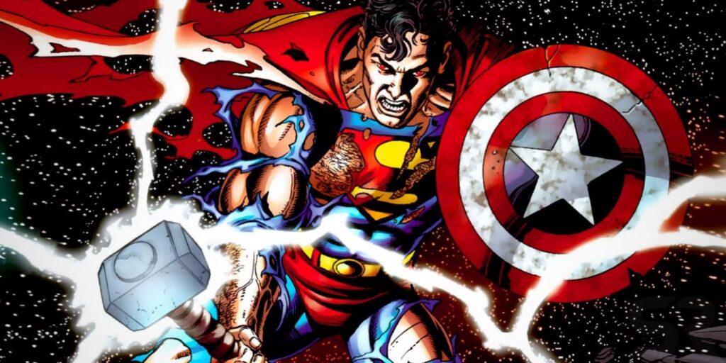 Superman wields Thor's Mjolnir
