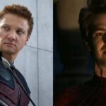 Jeremy Renner as Hawkeye and Andrew Garfield as Spider-Man (Image: Marvel)
