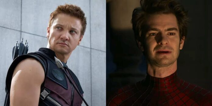 Jeremy Renner as Hawkeye and Andrew Garfield as Spider-Man (Image: Marvel)