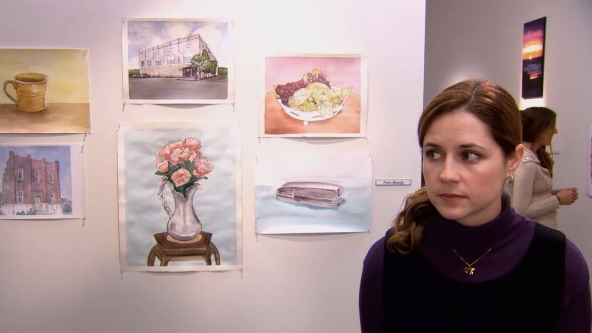 2. His Reaction to Pam's Art Show Compliment (Season 3, "Business School")