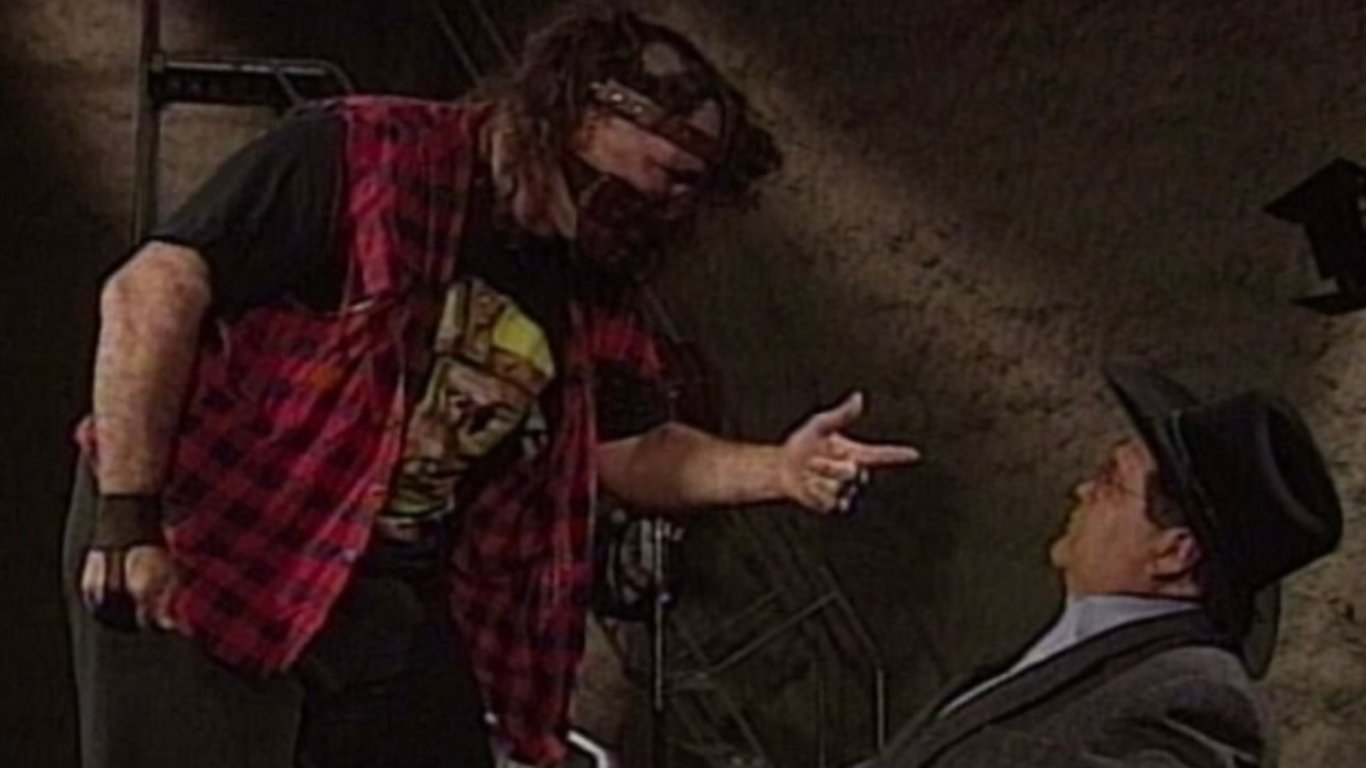 17.⁠ ⁠Mankind Attacks Jim Ross during Interview (April 1, 1996)