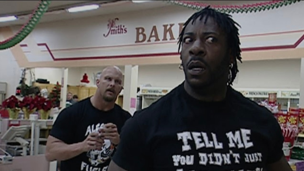 7.⁠ ⁠Stone Cold and Booker T's Supermarket brawl (December 13, 2001)