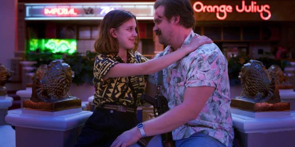 Millie Bobby Brown and David Harbour in 'Stranger Things' (Image: Netflix)