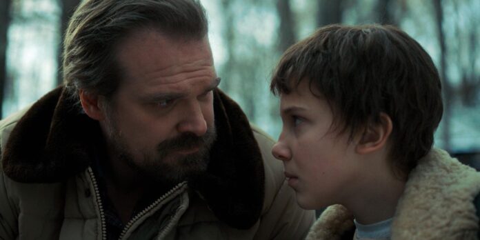 Millie Bobby Brown and David Harbour in 'Stranger Things' (Image: Netflix)