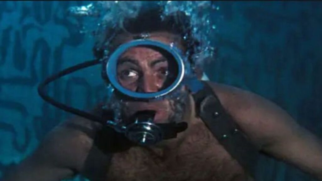 Sean Connery shooting amid the sharks