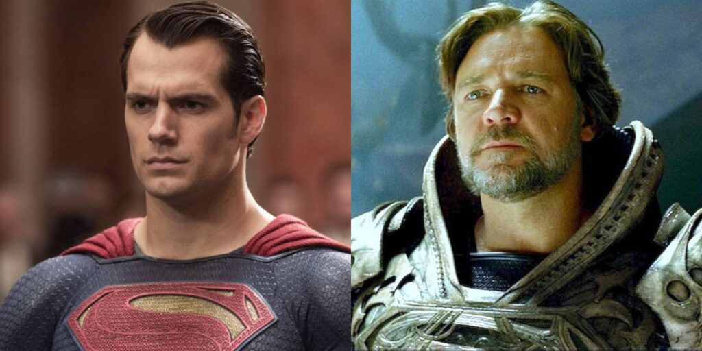 Henry Cavill and Russell Crowe in 'Man Of Steel' (Image: Warner Bros)