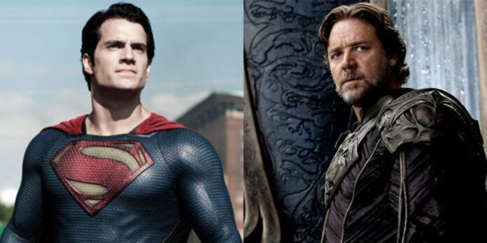 Henry Cavill and Russell Crowe in 'Man Of Steel' (Image: Warner Bros)