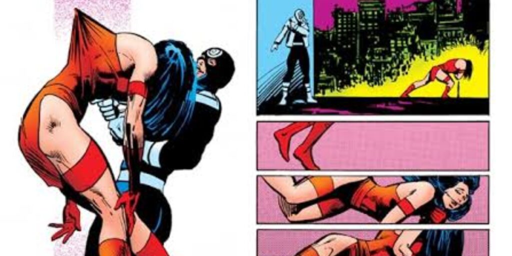Bullseye killing Elektra in the comics (Image: Marvel)