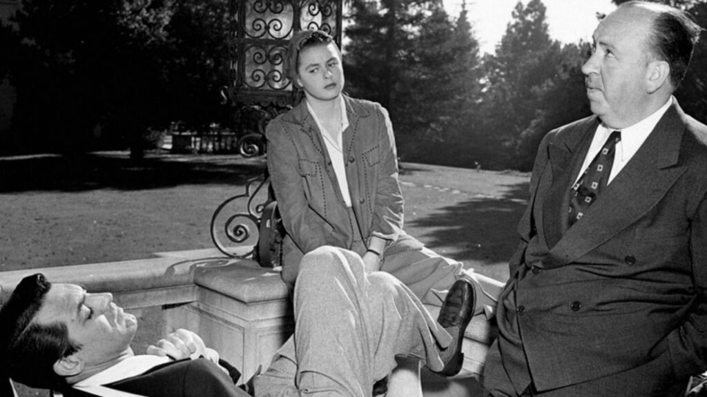 Cast of 'Notorious' with Alfred Hitchcock