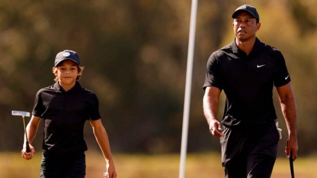 Tiger Woods with son Charlie Woods