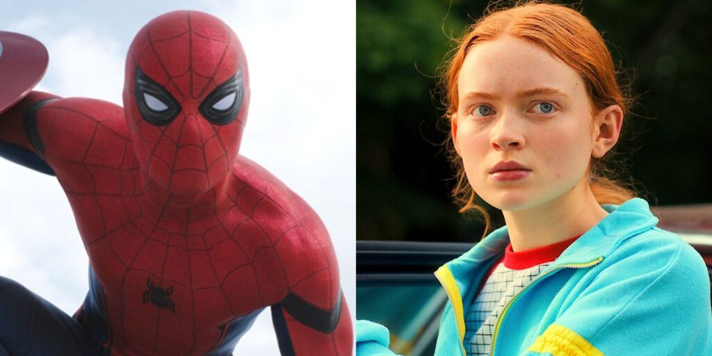 Spider-Man and Sadie Sink in 'Stranger Things' (Image: Marvel, Netflix)