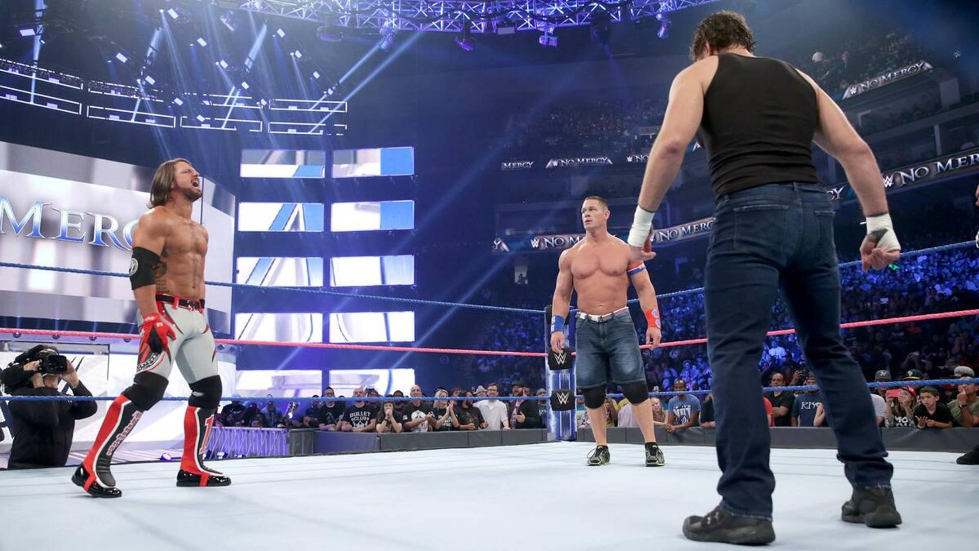 9- John Cena vs. Dean Ambrose vs. AJ Styles (No Mercy 2016 – Triple Threat Match)