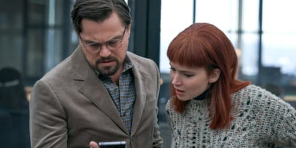 Jennifer Lawrence and Leonardo Dicaprio in 'Dont look up' (Image: Netflix)