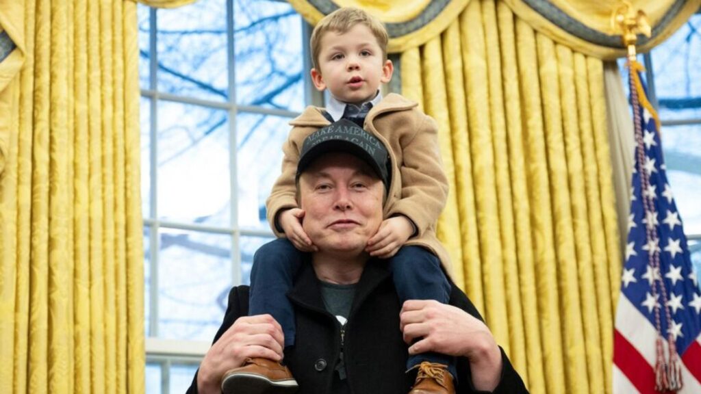 Elon Musk with his son