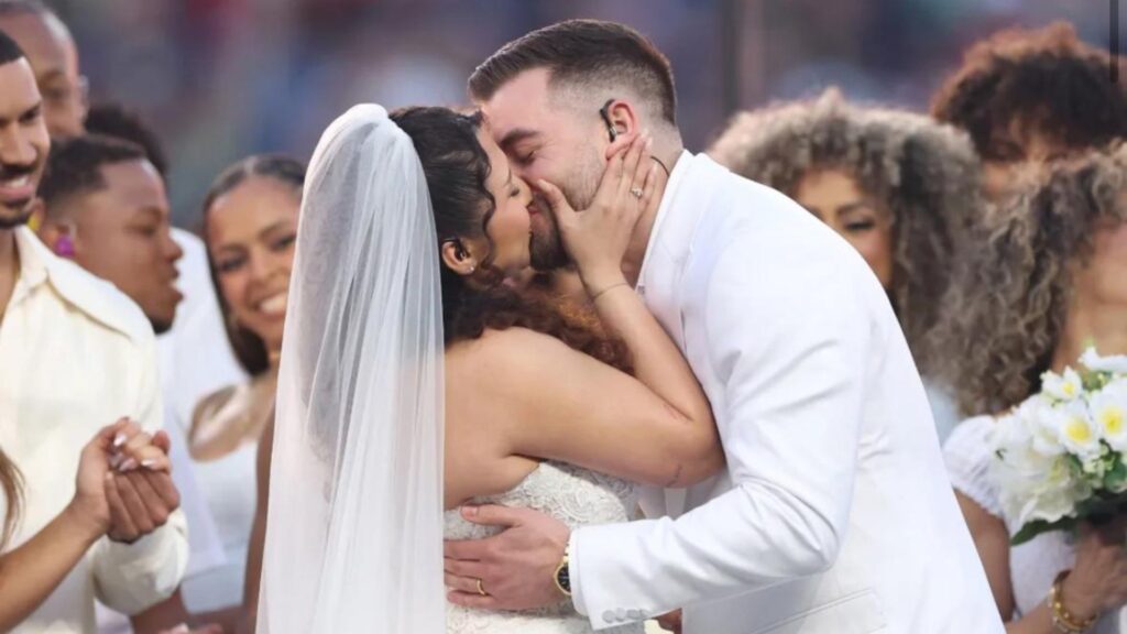 Couple at Bad Bunny's Super Bowl Show
