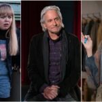 (L-R) Stills from Derry Girls, The Kominsky Method, Grace and Frankie