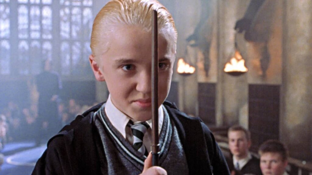 Draco Malfoy in the films (Image: Warner Bros)