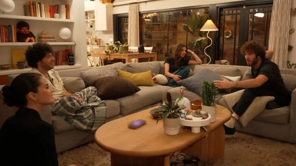 Selena and Blanco during the podcast