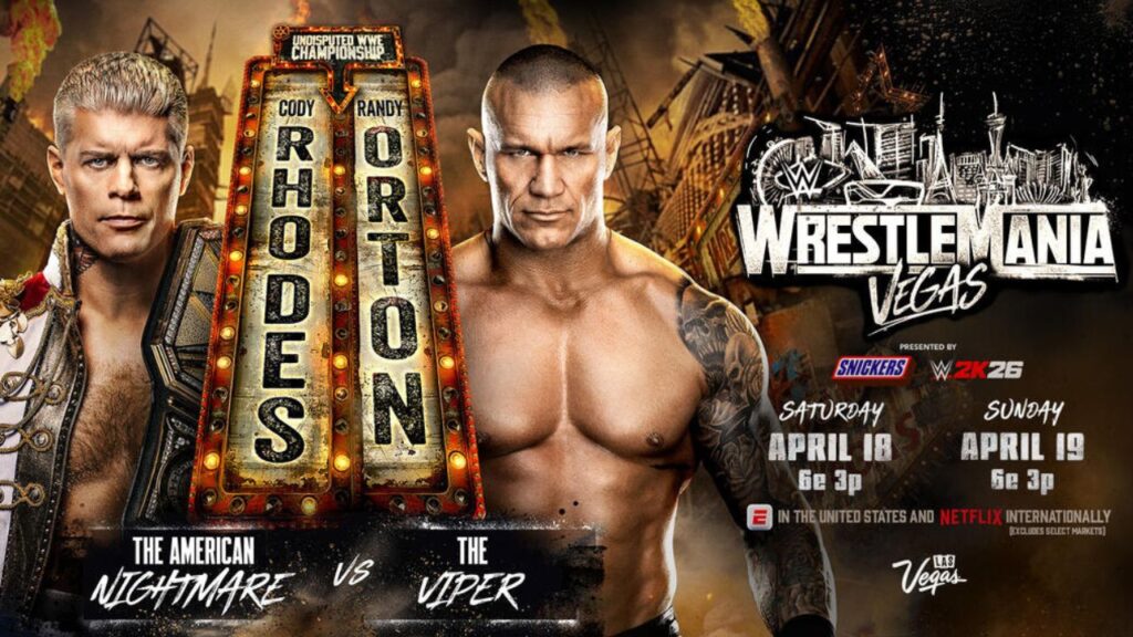 Official Poster for Cody Rhodes vs Randy Orton at WrestleMania 42