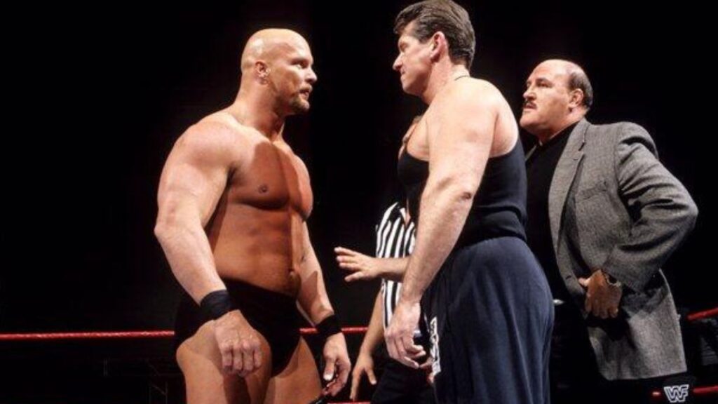 Stone Cold Steve Austin and Vince McMahon in 1999