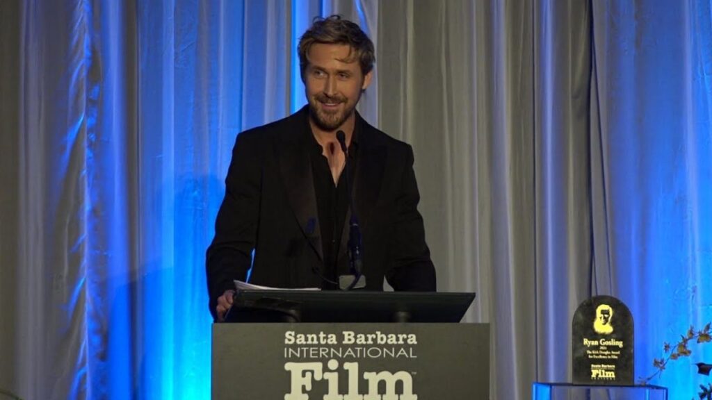 Ryan Gosling accepting the Kirk Douglas Award