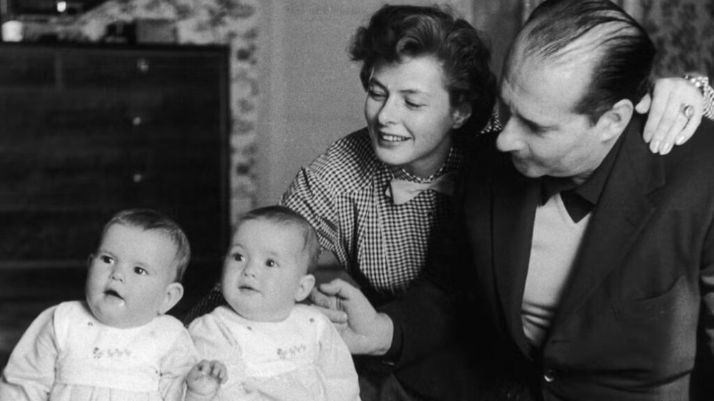 Ingrid Bergman with Roberto Rossellini and their twin daughters (Image: Alamy)