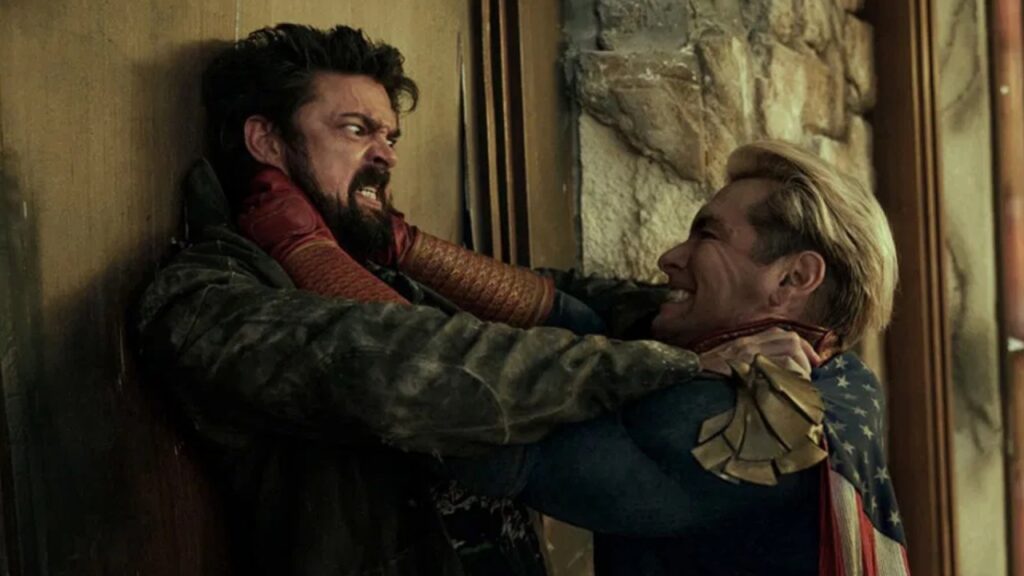Homelander and Butcher in 'The Boys' (Image: Amazon)