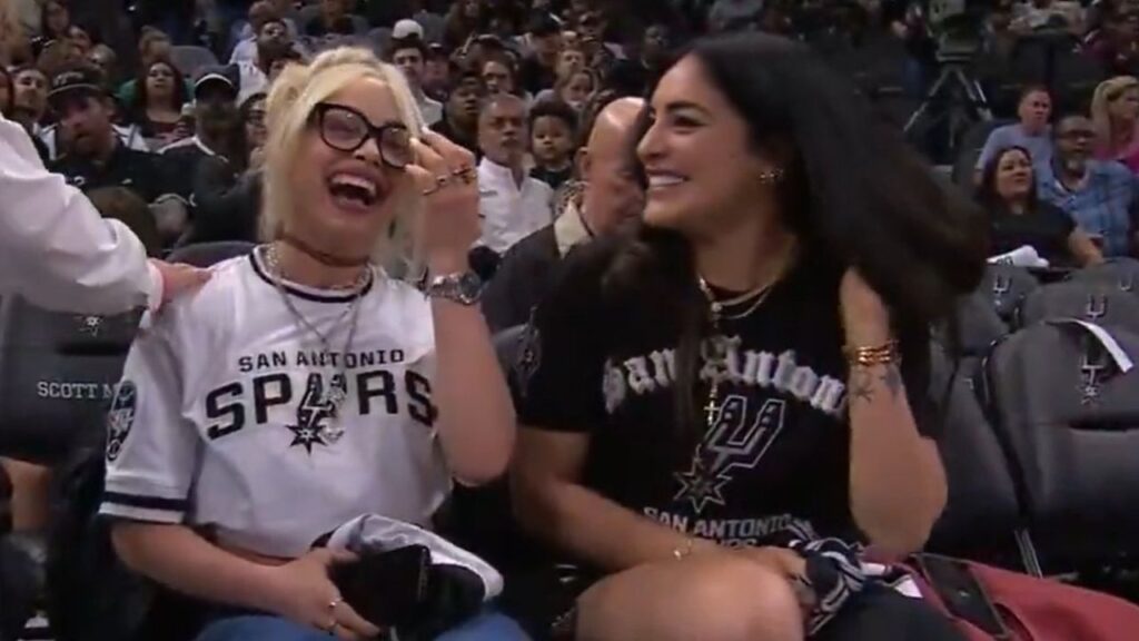 Liv Morgan and Raquel Rodriguez laughing at the NBA game