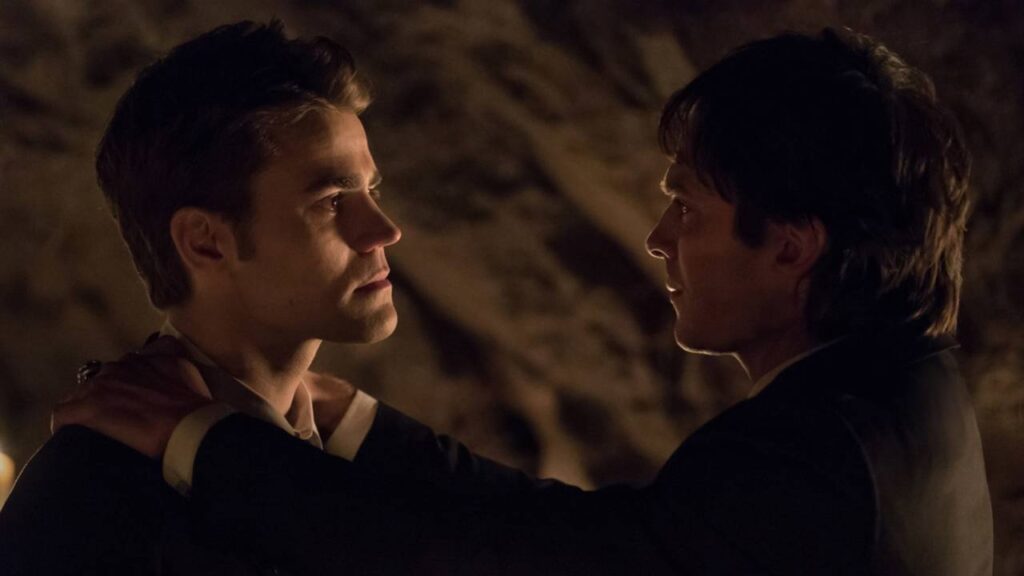 Stefan and Damon in The Vampire Diaries (Image: The CW)
