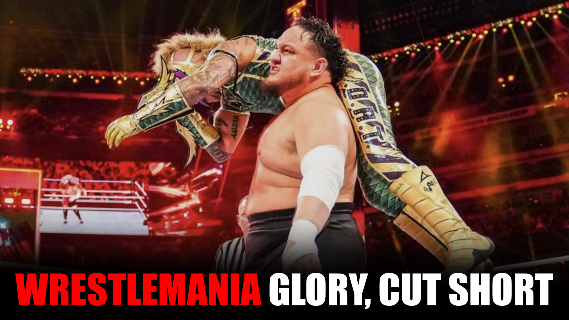 Samoa Joe and Rey Mysterio at WrestleMania 35